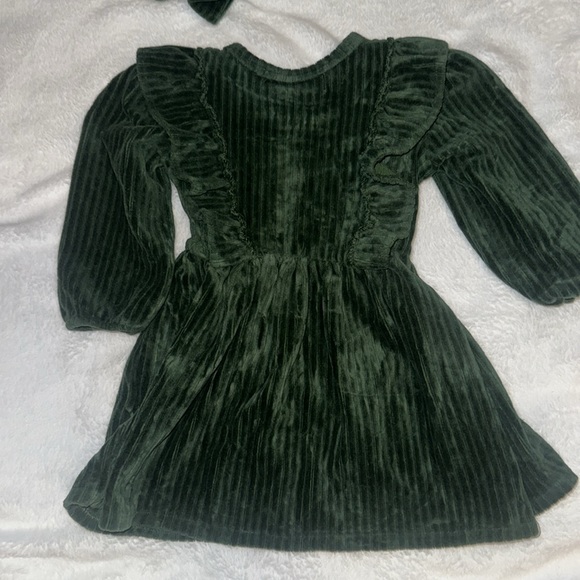 RZ by Rachel Zoe Green Girls 6/9M Dress with Bow and Tights - Picture 6 of 6